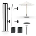 Produktbild: osoltus Universal Schirmrohr Edelstahl mit Schirmrohrschutz | Sonnenschirmrohr für Sonnenschirmständer Granit-/Betonsockel mit Reduzierringen | Schirmrohrdurchmesser 39-58 mm