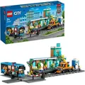 Produktbild: LEGO City Bahnhof, Spielzeug mit Schienen-LKW, Straßenplatte, Schienensegmenten, Spielzeugbus und Minifiguren, Geschenk für Kinder, Jungen und M... - Bunt