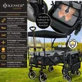Produktbild: KESSER® Bollerwagen Faltbar GTS-9100 mit Dach Handwagen Transportwagen klappbar belastbar bis 150kg mit Hartgummi-Räder & Feststellbremsen Vorne ...