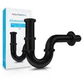 Produktbild: Premium Universal Siphon fürs Waschbecken Standard 85mm SCHWARZ  Geruchsversc...