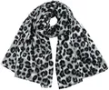 Produktbild: Caspar SC501 weicher warmer Damen XL Schal mit Leo Animal Print, Farbe:grau, Größe:Einheitsgröße