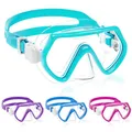 Produktbild: JATEKA Taucherbrille Kinder,Schwimmbrille mit Nasenschutz für Jungen Mädchen,180° Schnorchelmaske mit Ohrstöpsel,Anti-Leck Tauchmaske Kinder für 4-12 Jahre - Wassergrün