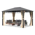 Produktbild: Gartenpavillon 3x4 m Stahldach Hardtop, 4 Seitenteile in Champagner, Pfosten 9x9 cm