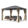 Produktbild: TOOLPORT Gartenpavillon 3x4 m Stahldach Hardtop 4 Seitenteile in Champagner, Pfosten 9x9 cm