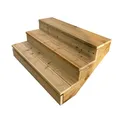 Produktbild: Vinuovo- Berlin - Gartentreppe Holz 3 Stufen - H 54 cm - MIT Setzstufen, Breite 120 cm - Bausatz-Treppe aus kesseldruckimprägniertem Holz. Für Garten, Balkon und Terrasse.