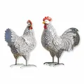 Produktbild: Loberon Huhn 2er Set Mannis, handbemalt, naturgetreu gestaltet, Zwei individuelle Designs, Gartendekoration, Tierfigur, Outdoor Deko, Polyresin, schwarz/weiß