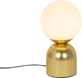 Produktbild: QAZQA - Hotel chic Hotel-Chic-Tischlampe Gold I Messing mit Opalglas - Pallon Trend I Wohnzimmer I Schlafzimmer - Stahl Kugel I Kugelförmig - LED geeignet E27