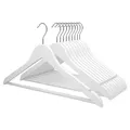 Produktbild: 10 x Kleiderbügel Holz weiß VonBueren | 44,5 x 22 cm je Bügel/Holzbügel | Holzkleiderbügel Weiss | 360 Grad drehbar