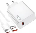 Produktbild: Xiaomi Ladekombination 67 W USB-A-Schnellladegerät + USB-C-Datenkabel Weiß MDY-12-ES