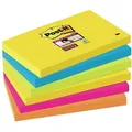 Produktbild: 3M Post-it Super Sticky Notes 6556SR, 76 mm x 127 mm, neongrün, neonorange, ultrablau, ultragelb, ultrapink, 6 Blöcke à 90 Blatt