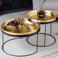 Produktbild: riess-ambiente 2er Set Runde Couchtische ELEMENTS 60cm gold schwarz Metall Tabletttisch Beistelltisch Beistelltisch Tisch