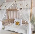 Produktbild: Baby Fancyroom Hausbett Himmel Betthimmel weiß/Ecru für Kinderbett Kinderzimmer Baldachin Bettvorhang Betthimmel für Mädchen Prinzessin Zimmer (ohne Schmetterlinge, 380cm)