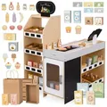 Produktbild: Mamabrum Kaufladen Großer Holzkaufladen mit Kasse und Zubehörset beige|weiß