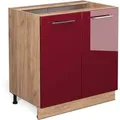 Produktbild: Vicco Spülenunterschrank Fame-Line Bordeaux Hochglanz/Goldkraft Eiche 80 cm mit Regal ohne Arbeitsplatte