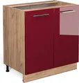 Produktbild: Küchenunterschrank Vicco Fame-Line Bordeaux Hochglanz 80 cm mit Regal, ohne Arbeitsplatte, Model 38331