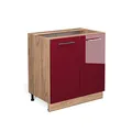 Produktbild: Vicco Küchenunterschrank Fame-Line, Bordeaux Hochglanz, 80 cm