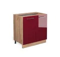 Produktbild: Vicco Unterschrank Fame-Line, Bordeaux Hochglanz/Goldkraft Eiche, 80 cm mit Regal, ohn... (1-St)