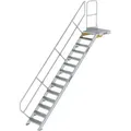 Produktbild: Günzburger Steigtechnik - Treppe Mit Plattform 45° Stufenbreite 600 Mm 14 Stufen Aluminium Geriffelt - 600434