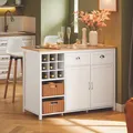 Produktbild: SoBuy KNL05-W Kücheninsel mit 2 Rattankörben Küchenschrank Kommode Schrank Sideboard Bartisch Buffet Weiß