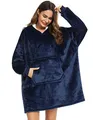 Produktbild: YEPLINS Sherpa Hoodie Sweatshirt Decke,Plüsch Pullover Decke mit Kapuze,Übergroße Decken Hoodie Kapuzenpullover Damen Blanket Hoodie, Blau, Einheitsgröße