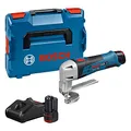 Produktbild: Bosch Professional 12V System Akku Blechschere GSC 12V-13 (inkl. 2x 2.0Ah Akku, Schnellladegerät GAL 12V-40, Innensechskantschlüssel, 1x Ober- und Untermesser für Blechschere, L-BOXX-Einlage, L-BOXX)