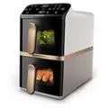 Produktbild: Philips 4000 series Airfryer mit zwei aufeinander gestapelten Körben, Heißluftfritteuse, 10 l, 1,4 kg, Rapid Air, 40 °C, 200 °C - Schwarz/Gold/Grau