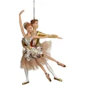 Produktbild: HD Collection Christbaumschmuck Keramik 14cm - Ballettpaar mit Glitzer Figur Aufhängen - Weihnachtsbaum Anhänger für Weihnachten - Christbaumanhänger & Weihnachtsbaumschmuck - Beige Gold