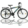 Produktbild: Talson Kinderfahrrad 24 Zoll Cityrad, 21 Gang Shimano, Kettenschaltung, mit Beleuchtung nach StVZO und Gepäckträger Schwarz