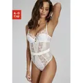 Produktbild: Stringbody LASCANA, Damen, Gr. 80, Cup B, beige (champagner), Spitze, Obermaterial: 66% Polyamid, 30% Polyester, 4% Elasthan, Bodys Stringbody, aus edler Spitze und schimmerndem Soft-Mesh, sexy Dessous