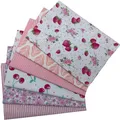 Produktbild: Baumwollstoff Patchwork Stoffe, 50x50cm, bedruckt, rosa, 6 Stück, DIY, Quilten