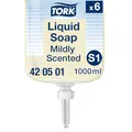 Produktbild: Tork Mild Duftende Hand Flüssigseife S1, frischer Duft, 6 x 1000 ml, 420501