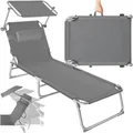 Produktbild: Tectake® Sonnenliege Mit Dach, Strandliege Klappbar, Leichte Gartenliege, Outdoo