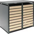 Produktbild: Westmann Metall Mülltonnenbox Lacina 2x240 L Anthrazit/Holzoptik 80x132x116 cm - Grau