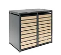Produktbild: Mülltonnenbox Gerätebox Doppelbox 240L Metall anthrazit/Holzoptik 80x132x116cm