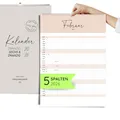 Produktbild: heaven+paper A3 Familienkalender 2026 mit 5 Spalten Cozy Boho - großer Wandkalender für Familien 2026 mit Feiertagen, Schulferien, Mond - 2026 Familienkalender DIN A3 (Cozy, 5 Spalten)