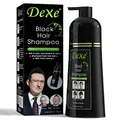 Produktbild: Dexe Schwarzes Haarshampoo, 400 ml, sofortige Haarfärbemittel für Männer und Frauen, schwarze Farbe – einfach anzuwenden – hält 30 Tage – schnell wirkende natürliche Inhaltsstoffe