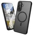 Produktbild: Oakshield Hülle für Samsung Galaxy A56 5G Hülle - Magnetische Handyhülle halbtransparent - Schutzhülle stoßfest mit Kameraschutz - Mit Glas Folie - Case Schwarz
