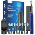 Produktbild: Elektrische Zahnbürste Schallzahnbürste für Erwachsene - Whitening Ultraschall Zahnbürste Elektrisch mit Reiseetui und Ladestation, Electric Toothbrush Mit 8 Bürstenköpfe, 5 Putzmodi, 40000VPM, blau