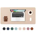 Produktbild: DOBAOJIA Erweitertes Mausepad Große Mausmat Schreibtischmatte Schreibtischunterlage für Laptop/Tastatur/Maus Schreibblock, PU Leder Wasserdicht + Wildleder rutschfest 80 x 40cm (Beige)