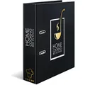 Produktbild: HERMA Rezeptordner A4 zum Selberschreiben Schwarz Gold, 7 cm breit, Motiv Rezeptbuch mit Register zum Abheften, Ringbuch Ordner für Kochrezepte mit glänzender Veredelung und Innendruck für die Küche