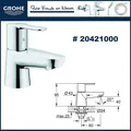 Produktbild: Grohe BauEdge Badarmatur Einhand Waschtischbatterie chrom XS-Size 20421000 klein