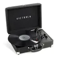 Produktbild: Victrola Journey+ Premium 3-Geschwindigkeits-Bluetooth-Kofferplattenspieler mit eingebauten Stereo-Lautsprechern, unterstützt RCA-Ausgang, Aux-in, Schwarz