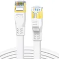 Produktbild: Ethernet Kabel 5m Cat8 40Gbps 2000MHz Flach Weiß für Router Modem Gaming