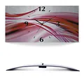 Produktbild: ARTLAND Wanddeko Wanduhr ohne Tickgeräusche Alu Funkuhr 60x30 cm Eckig Lautlos 3D Design Welle Abstrakt Modern Ausgefallen T1ET