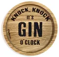 Produktbild: Holzpost Eichenholz Untersetzer Ø 11,2 cm KNOCK, KNOCK - It's GIN o'clock