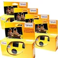 Produktbild: PHOTO PORST 5X 1A Einwegkamera Edition Topshot in Gelb/Hochzeitskamera/Partykamera (je 27 Aufnahmen, 35mm Farbfilm, Automatikbelichtung, 5er Pack)