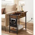 Produktbild: VASAGLE Beistelltisch, mit Steckdosen und USB-Anschlüsse, klappbare Tischplatte, vintagebraun - Schwarz/Braun