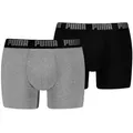 Produktbild: PUMA Herren Boxershorts, 2er Pack - Everyday Basic Boxers 2P, Cotton Stretch, einfarbig Schwarz/Grau XXL