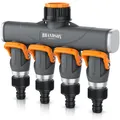 Produktbild: Brandson 4-Wege Schlauchverteiler, 3/4 1/2 Zoll, 2-tlg., schmaler Wasserhahnverteiler, regulierbar, Gartenbewässerung