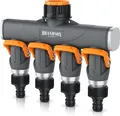 Produktbild: Brandson 4 Wege Verteiler, Gartenschlauch Verteiler, Wasserverteiler, Schlauchverteiler, 3/4 1/2 Zoll, Wasserhahn Schlauch Verteiler für Gartenbewässerung